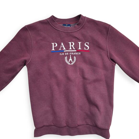 Paris Tour D'Or Ile De France Maroon Pullover Crewneck Sweatshirt Women Sz M - Picture 2 of 13
